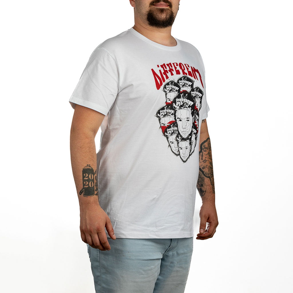 tricou barbati different print street alb graffiti multiplu