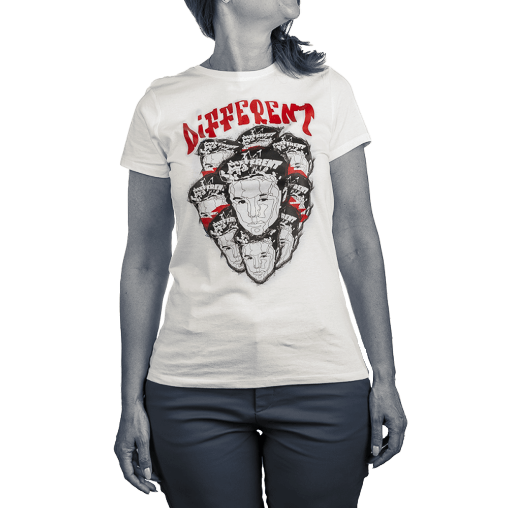 Tricou streetwear alb femei din bumbac, stil urban, cu un imprimeu "Different" | N-one, cadou